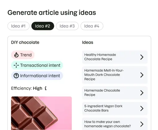 Example of articles and ideas generated with Content Toolkit.